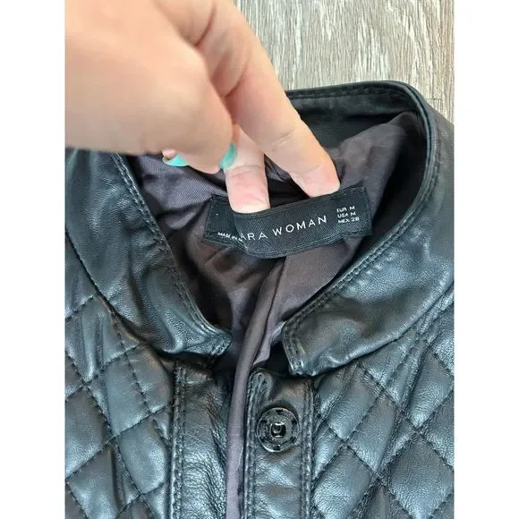 Zara GUC Tweed Quilted Leather Details Jacket Blazer Chanel Style Size M - Picture 3 of 6